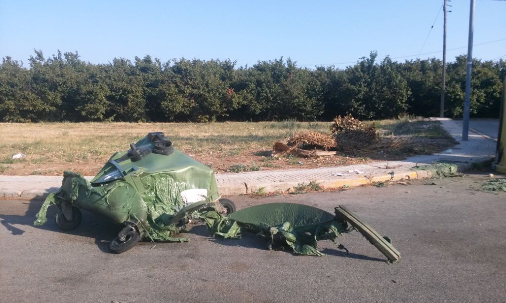 Imatge del contenidor cremat (FOTO: Elena Domingo)