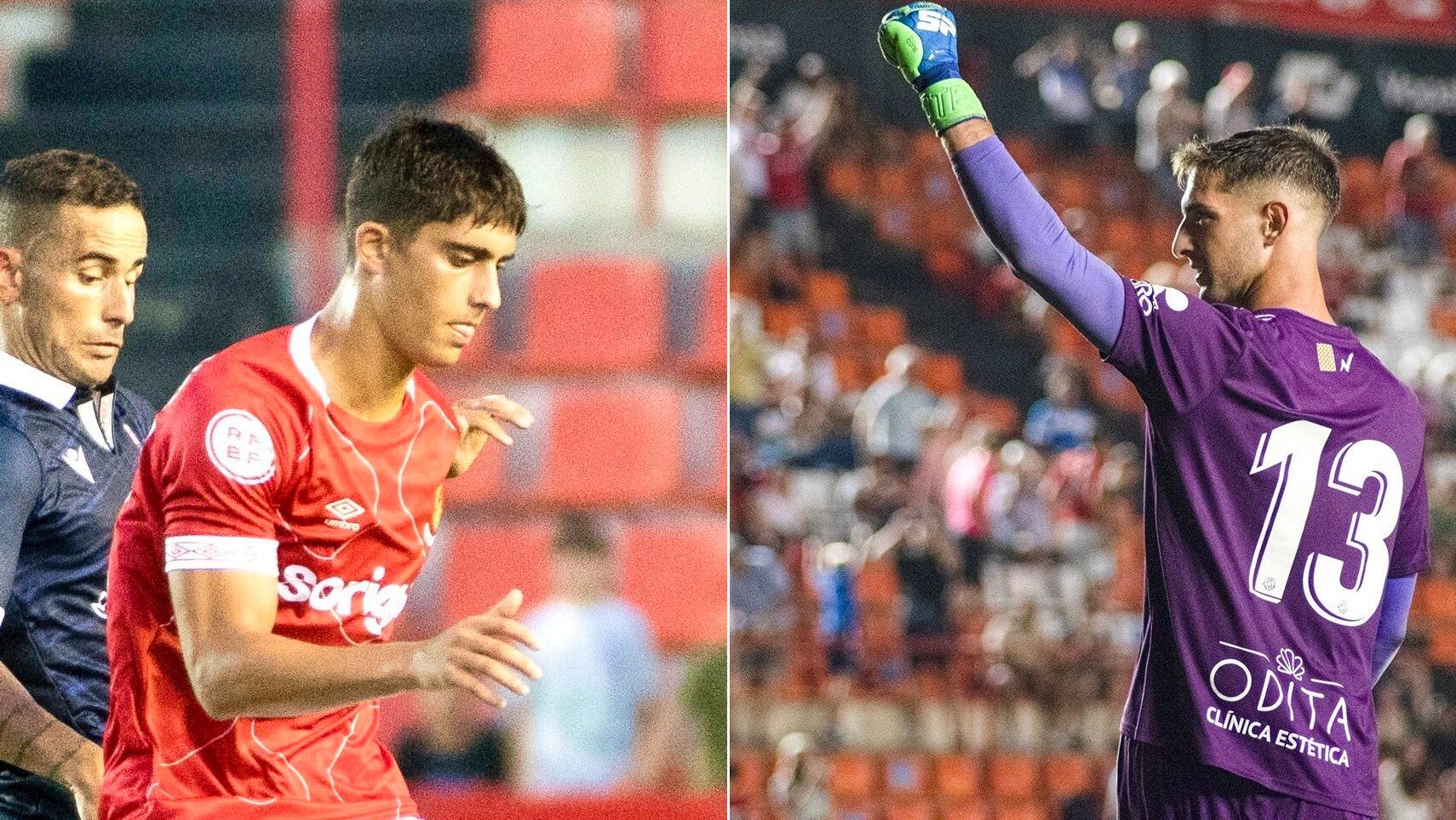 Els jugadors riudomencs Marc Montalvo a l'esquerra i  Dani Parra a la dreta Els jugadors riudomencs Marc Montalvo a l'esquerra i  Dani Parra a la dreta