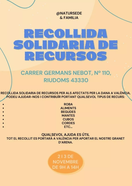 Recollida solidària de recursos per València Recollida solidària de recursos per València