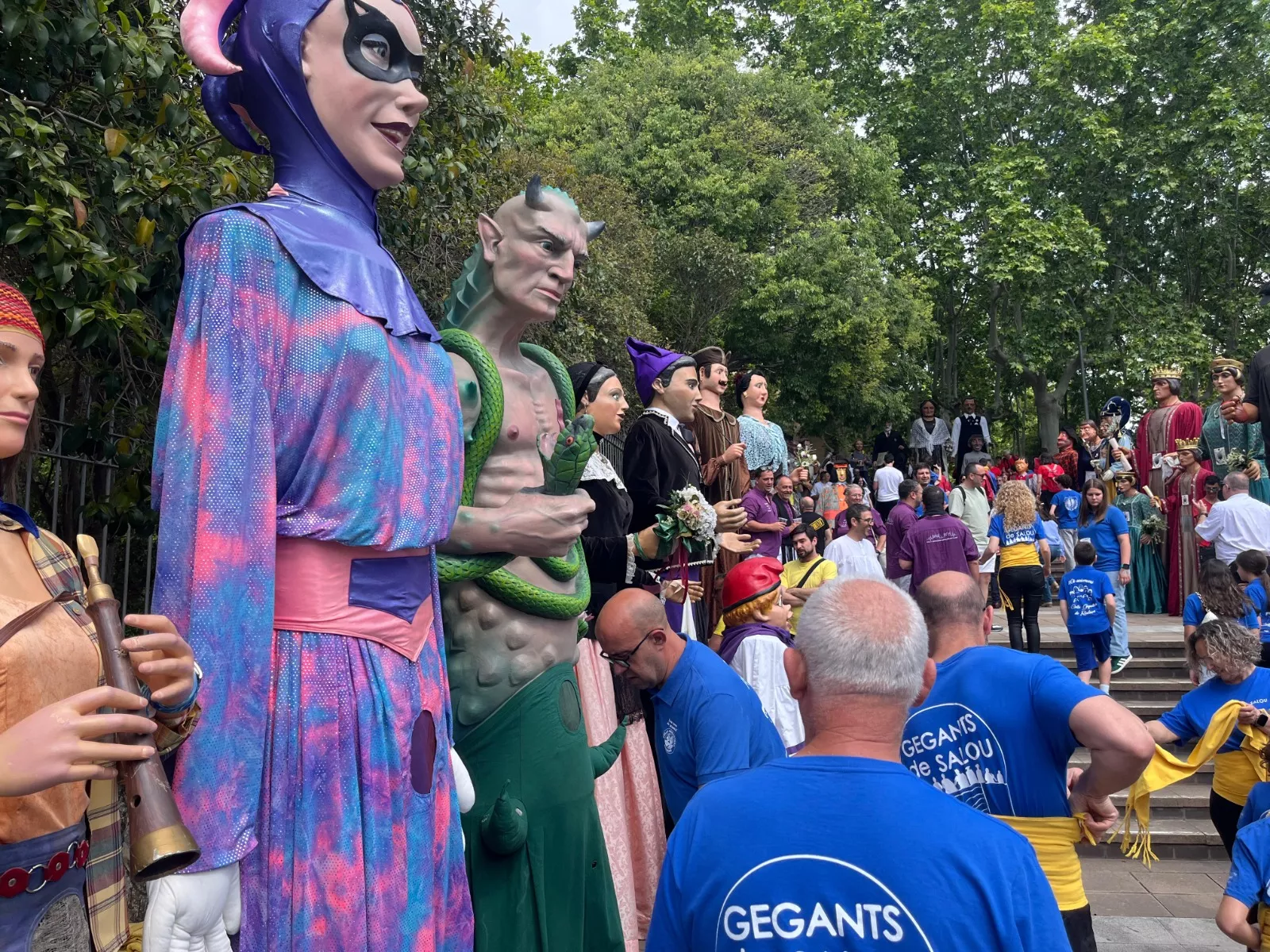 A les escales de Sant Antoni es va fer la plantada de gegants