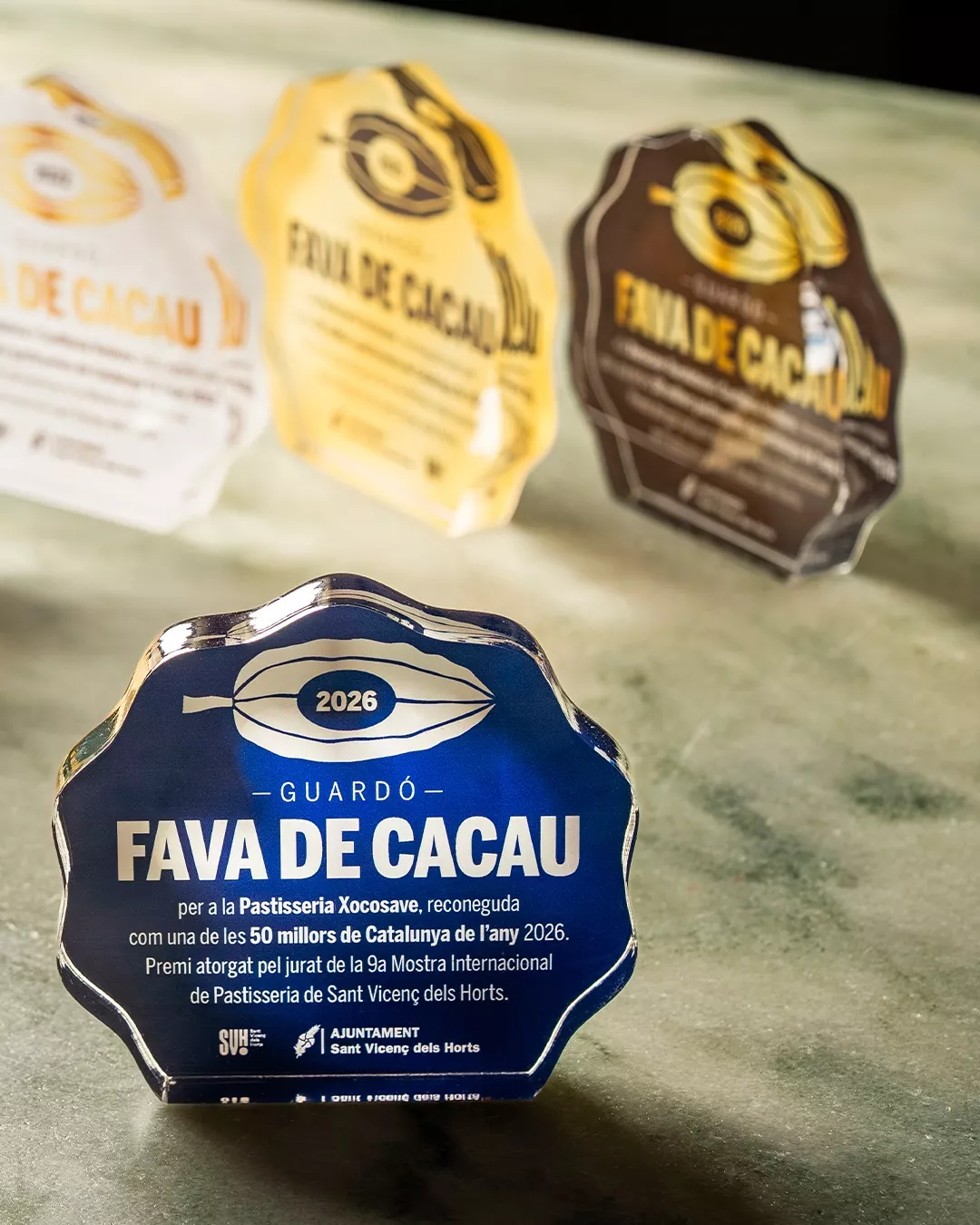 El guardó de la Fava de Cacau rebut per Xocosave. FOTO: Cedida El guardó de la Fava de Cacau rebut per Xocosave. FOTO: Cedida