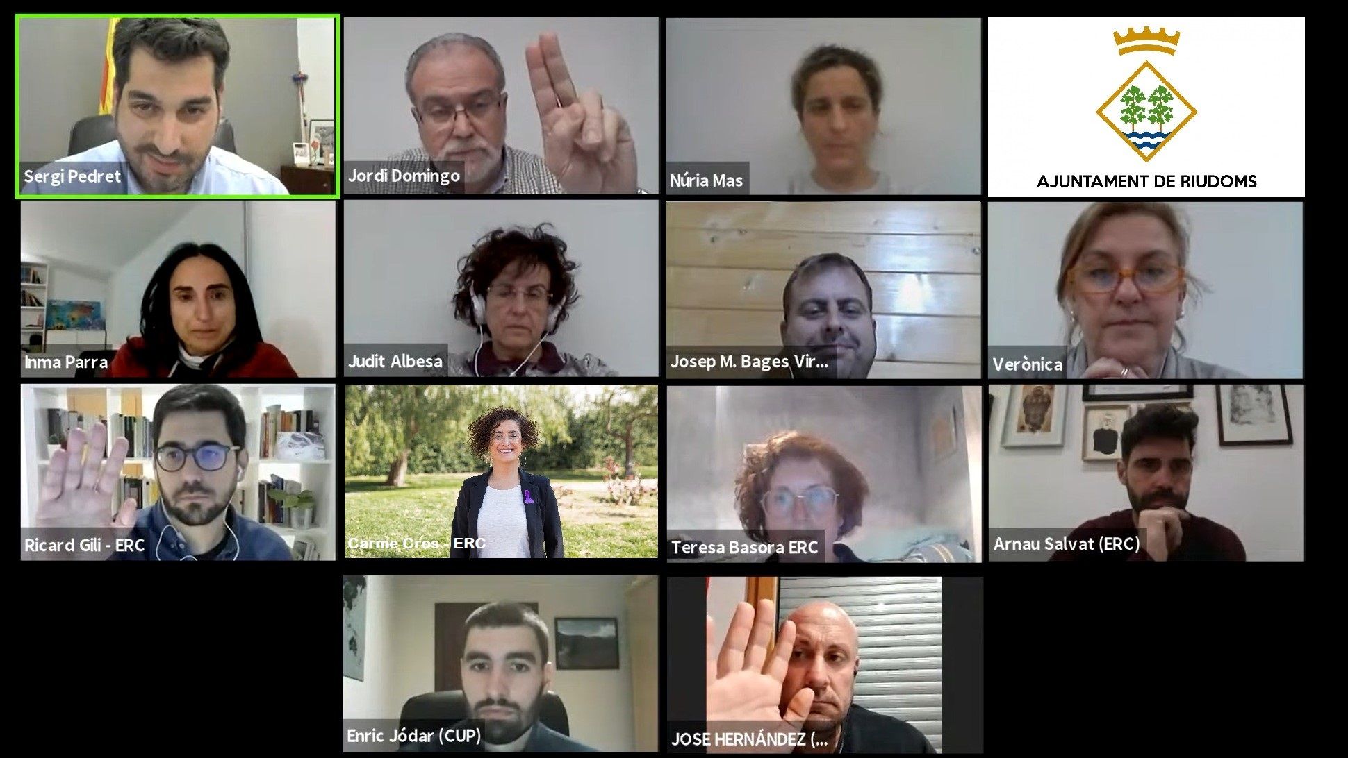 Regidors del plenari participant en el ple telemàtic per aprovar el pressupost Regidors del plenari participant en el ple telemàtic per aprovar el pressupost